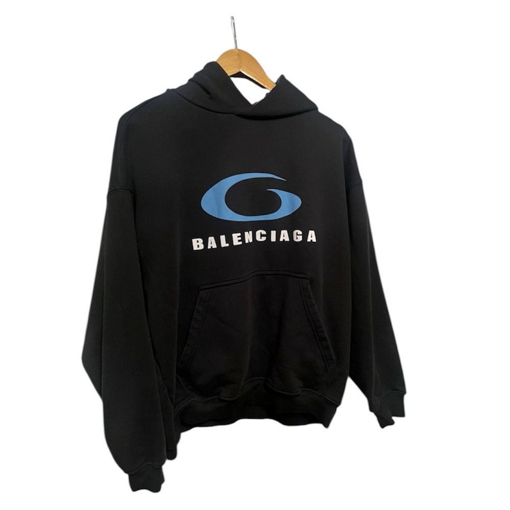 Balenciaga Sport Loop Logo Hoodie Black